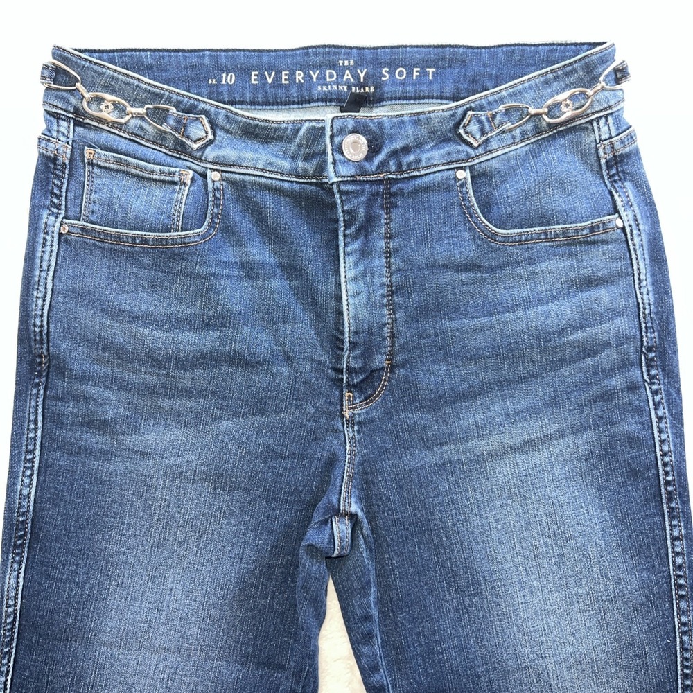 White House Black Market WHBM Jeans Womens 10 High Rise Skinny Flare Stretch